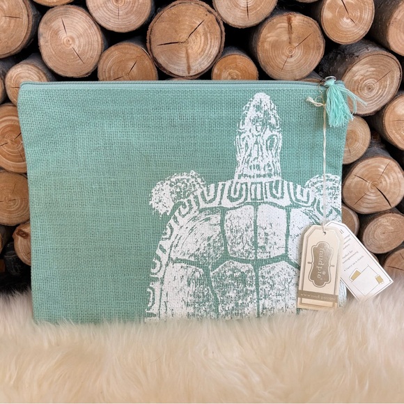 Mudpie Sea Turtle Carry All Bag Clutch Makeup - Picture 2 of 9